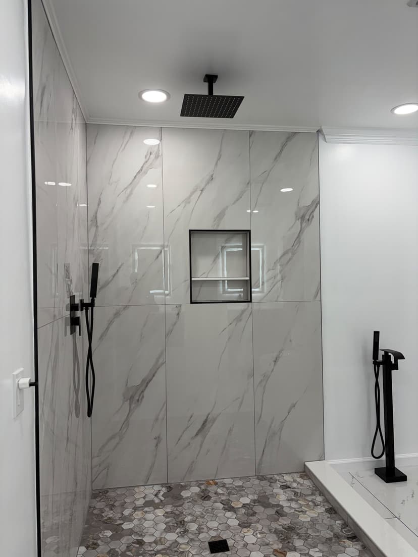 Bathroom remodel with rain shower