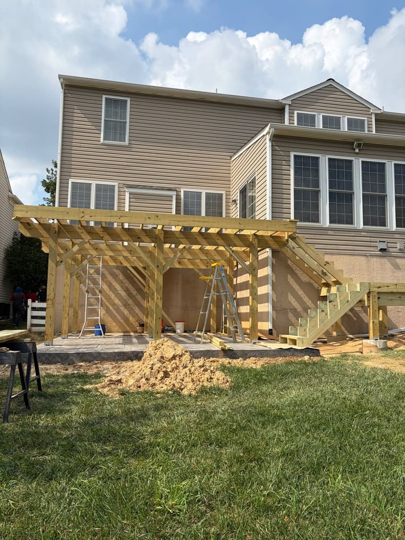Deck framing, exterior view