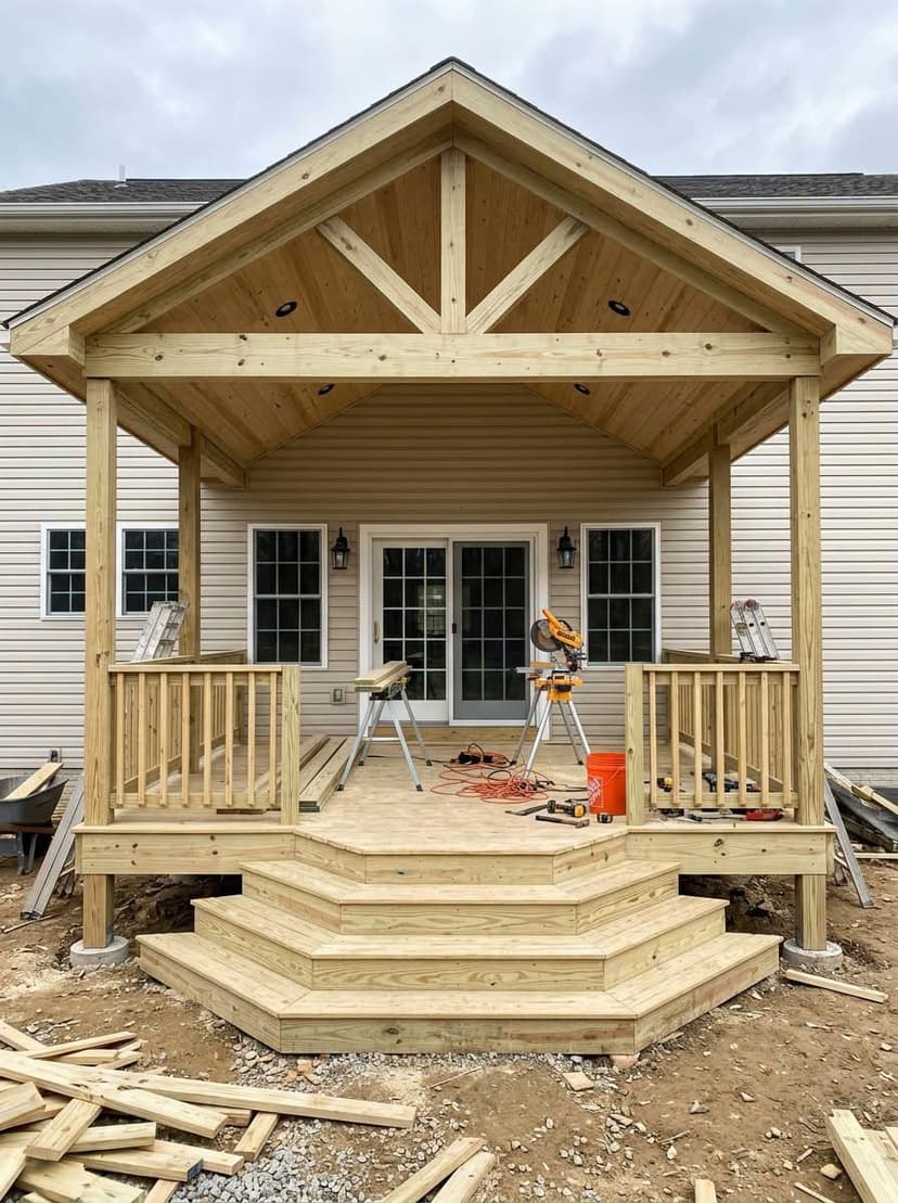 Covered porch, framing stage