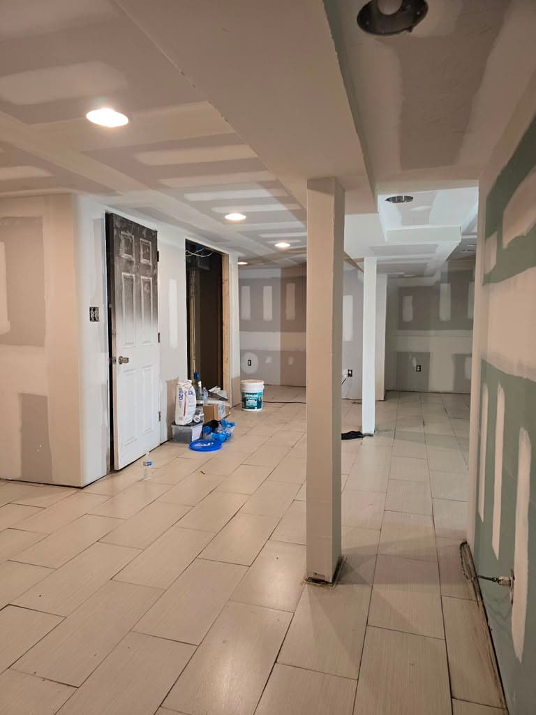 Hallway, drywall stage
